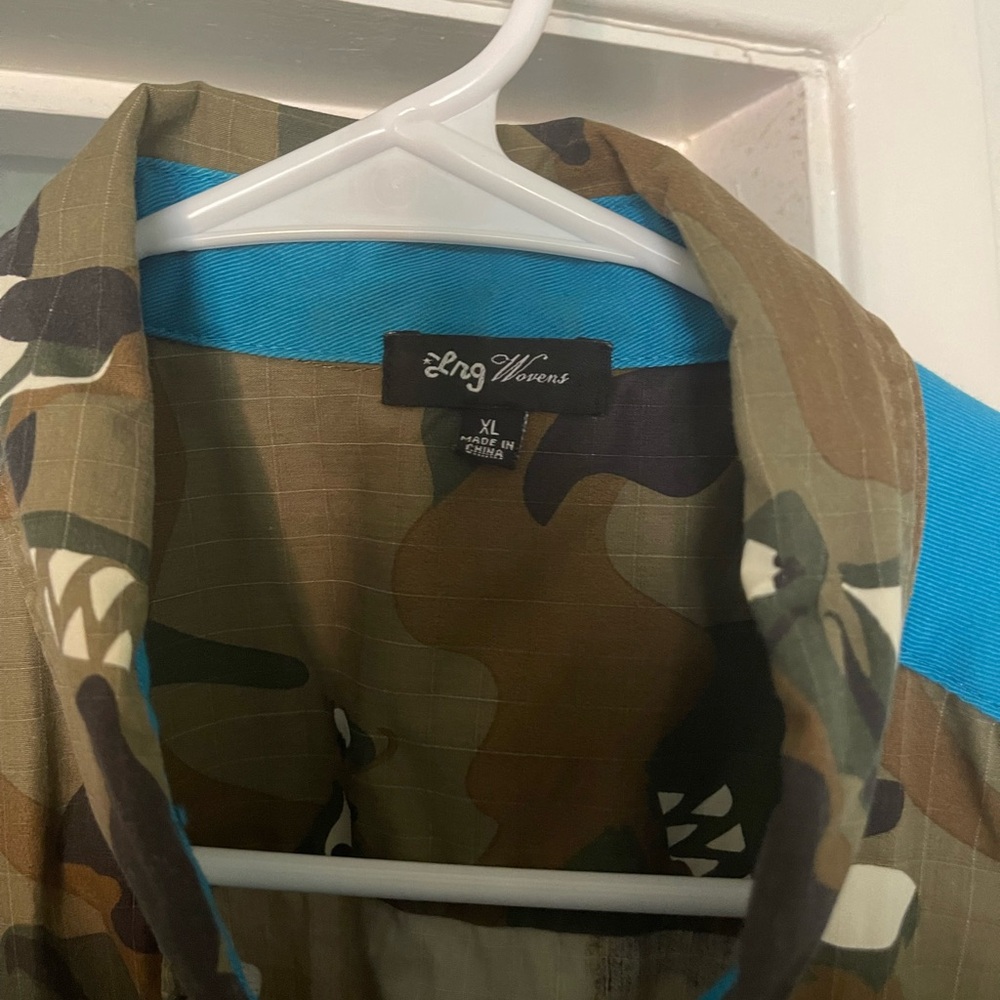 LRG Elong Woven Camouflage Shirt with Blue Accents